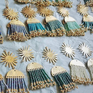 A rainbow of beaded earrings, handmade by Nic Danning.