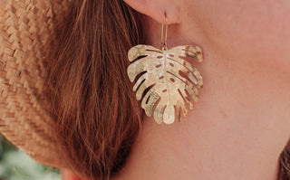 Nic Danning Jewellery | The Tempest Collection, Tropic Earrings in hand beaten raw brass.