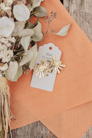 'Tempest Calendula' Ethical Hand Beaten Brass Earrings