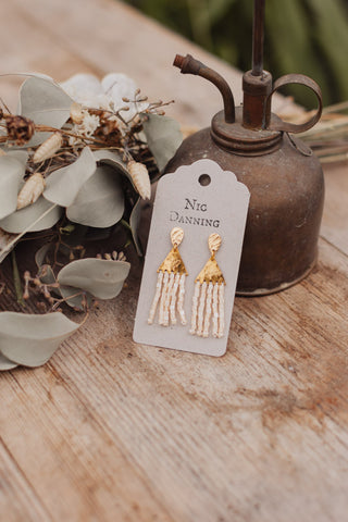 Beaded Fringe 'Thebes' in 'Alabaster'
