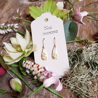 'Dew' Beaten Brass Earrings,