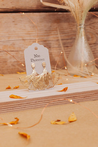 'Ginkgo Leaf' Maxi Hammered Brass Studs