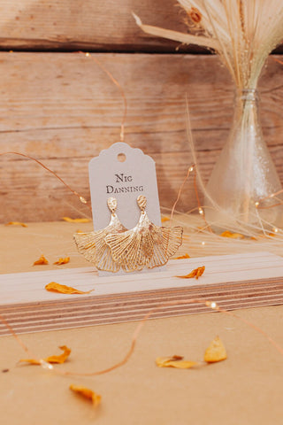 'Ginkgo Leaf' Maxi Hammered Brass Studs
