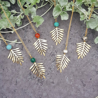 Arbor Green Agate Beaten Brass Pendant