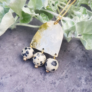'Atlas' Titans Beaten Brass and Jasper Dalmation Necklace