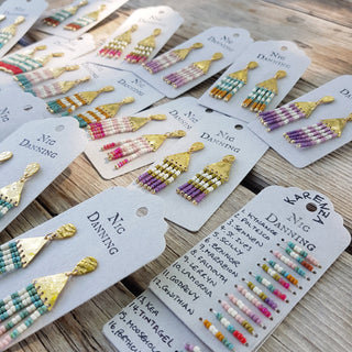 'Porthcurno' Beaten Brass Fringe Earrings