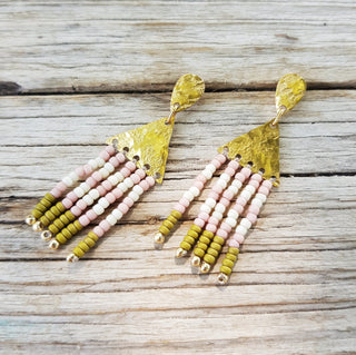 'Lamorna' Beaten Brass Fringe Earrings.