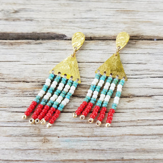 'Godrevy' Beaten Brass Fringe Earrings