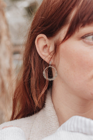 'Claudia' Beaten Brass Stainless Steel Stud Earrings