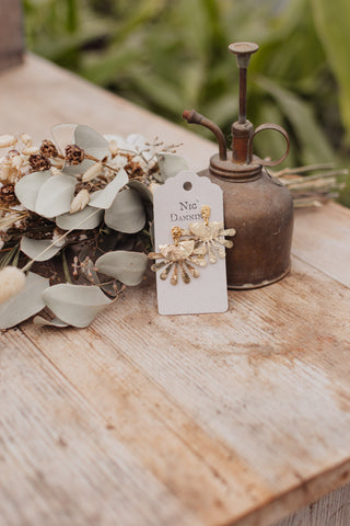 'Tempest Calendula' Ethical Hand Beaten Brass Earrings