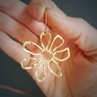 'Bloom' Earrings Hammered Brass