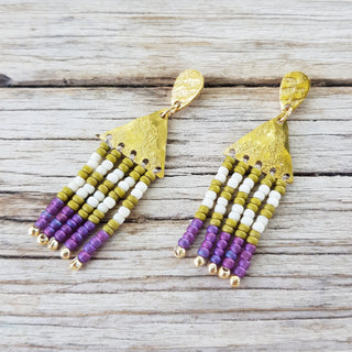 'Marazion' Beaten Brass Fringe Earrings
