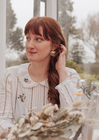 'Tempest Calendula' Ethical Hand Beaten Brass Earrings