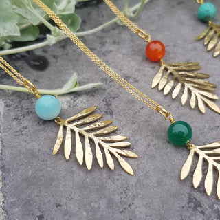 Arbor frosted matte amazonite Beaten Brass Pendant