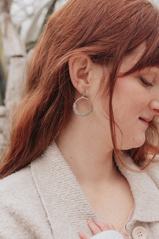 'Claudia' Beaten Brass Stainless Steel Stud Earrings
