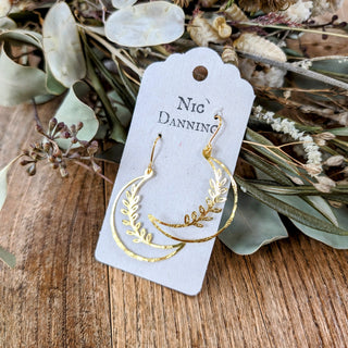 'Selene' Hammered Brass Earrings