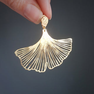 'Ginkgo Leaf' Maxi Hammered Brass Studs