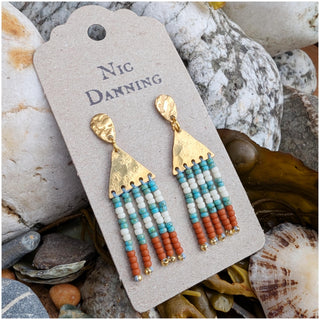 'Poltesco'  Beaten Brass Fringe Earrings