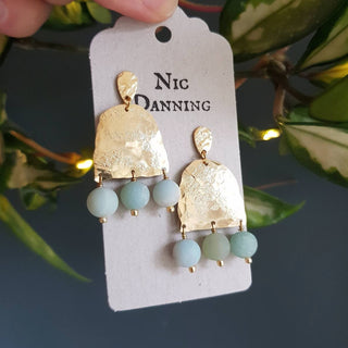 Titans 'Theia' Amazonite and beaten brass earrings