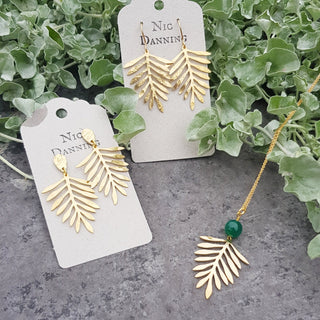Arbor Green Agate Beaten Brass Pendant