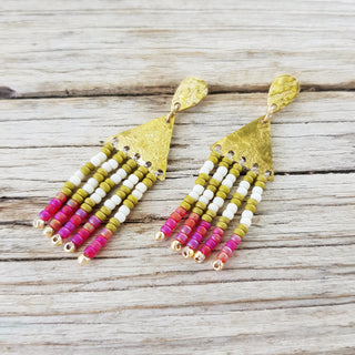 'Scilly' Beaten Brass Fringe Earrings