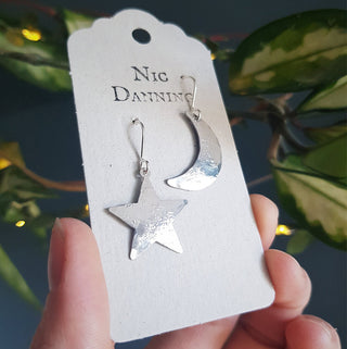 'Tempest Stella Luna' Ethical Hand Beaten Stainless Steel Earrings
