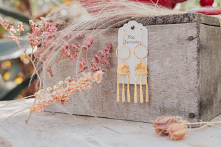 Nic Danning Jewellery | The Tempest Collection, Nimbus Earrings in hand beaten raw brass.