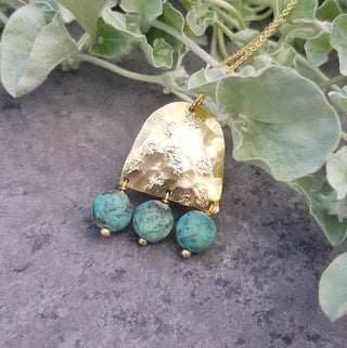 'Gaia' Beaten Brass and Turquoise Necklace