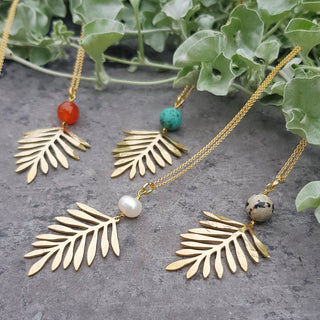 Gold Leaf Beaten Brass Pendant Necklace | Freshwater Pearl
