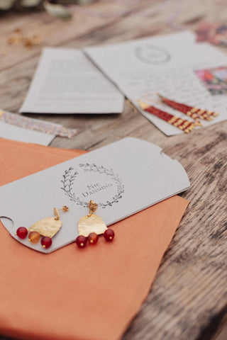 'Hestia' Titans Beaten Brass Orange Red Carnelian Necklace