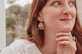 'Leto' Titans Beaten Brass | Amethyst Earrings