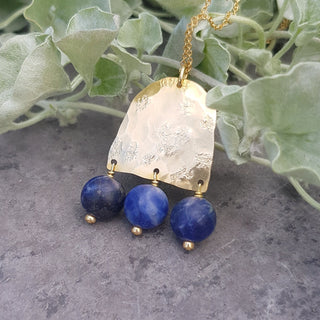 Titans 'Astrape' Beaten Brass and Navy frosted Sodalite