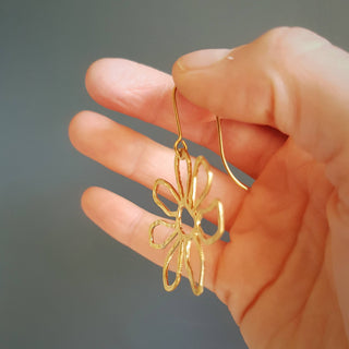 'Bloom' Earrings Hammered Brass