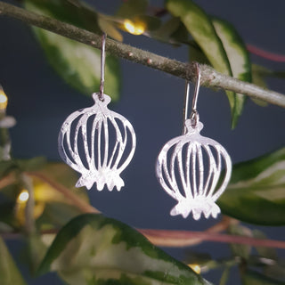 'Poppy' Earrings, Hammered Stainless Steel