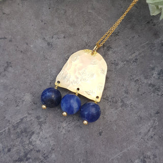 Titans 'Astrape' Beaten Brass and Navy frosted Sodalite