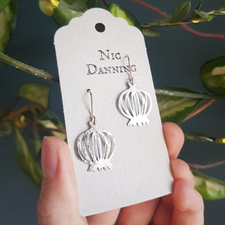 'Poppy' Earrings, Hammered Stainless Steel