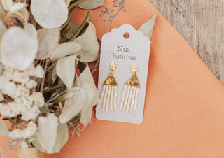Beaded Fringe 'Thebes' in 'Alabaster'