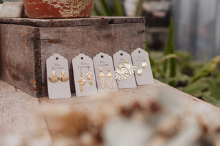 Gold Wisteria Beaten Brass Leaf Earrings