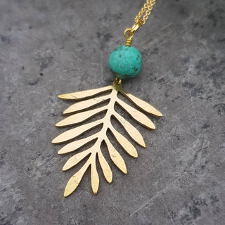 Arbor Matte Turquoise necklace Beaten Brass Pendant