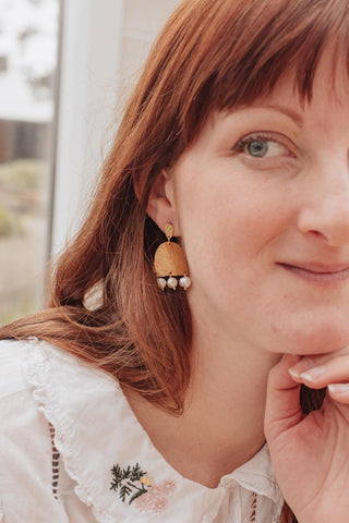 'Hestia' Carnelian and Hand Beaten Brass Earrings