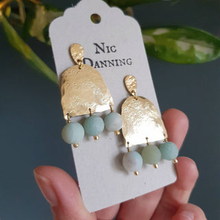 Titans 'Theia' Amazonite and beaten brass earrings