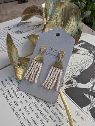 Beaded Fringe 'Thebes' in 'Alabaster'