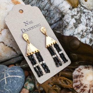 'Piran' Beaten Brass Fringe Earrings