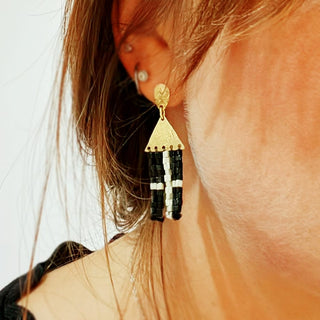 'Piran' Beaten Brass Fringe Earrings