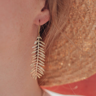 'Tempest Frond' Ethical Hand Beaten Brass Earrings
