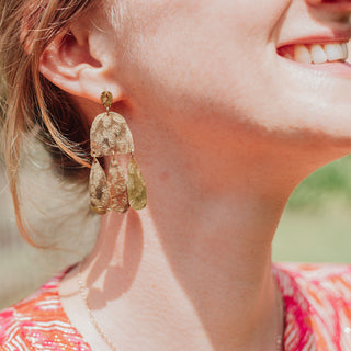 'Tempest Pluviam' ethical handbeaten brass earrings